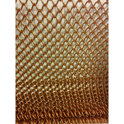 Декоративная металлическая сетка светлого медного цвета (фото, Алюминиевая сетка для зонирования)