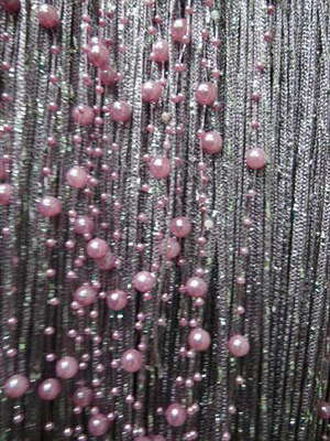 Нитяные шторы с жемчужными бусами, цвет лиловый (фото)
