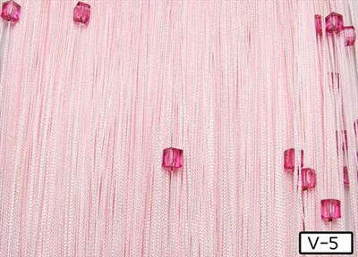 Нитяные шторы розовые с кубиками