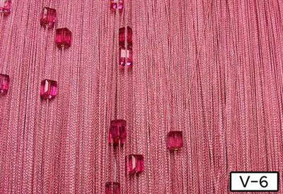 Нитяные шторы темно-розовые с кубиками