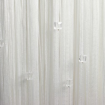 Нитяные шторы белые с прозрачными кубиками