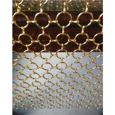 Металлическая сетка из колец на скрепках, цвет золото (фото)