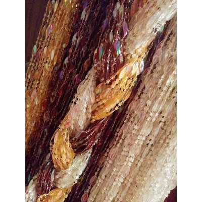 Штора из бусин Овал-Вертикаль-L коричневый-трехцветный (фото)
