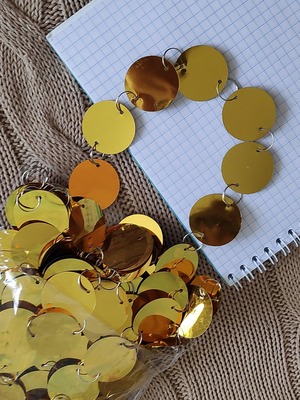 Гирлянда из фольги - Круги золотые 30 мм (фото, Бусы золотые для праздника)