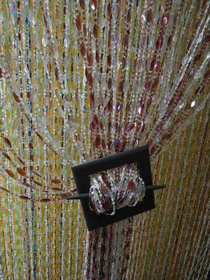 Штора из бусин Овал перламутровый, прозрачного и коричневого цвета (фото, Штору перегородку из бусин купить)