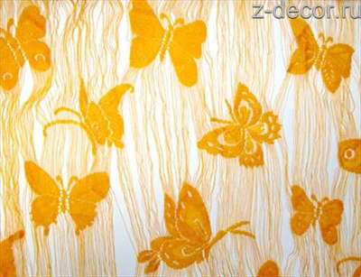 Нитяные шторы "Бабочки", цвет желтый