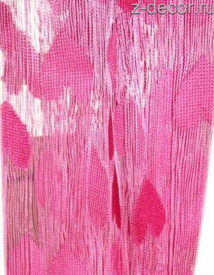 Нитяные шторы "Сердце", цвет розовый