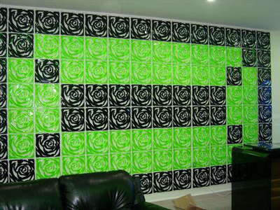 Декоративные панели "Роза" зеленого и черного цвета.